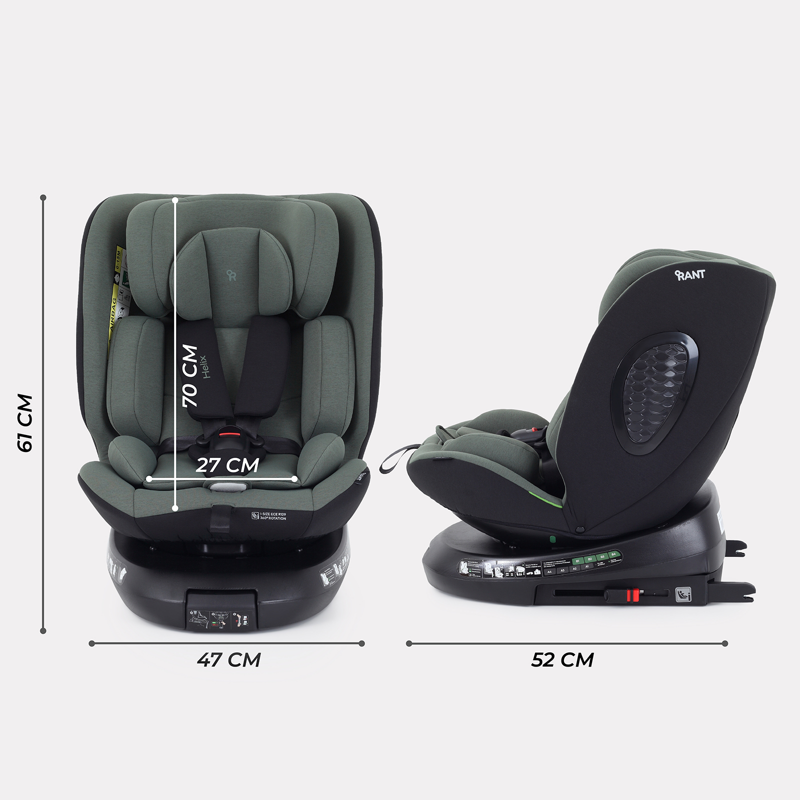 Автокресло Rant Helix isofix Isofix 0+/1/2/3 (0-36 кг) зеленый - фото 2
