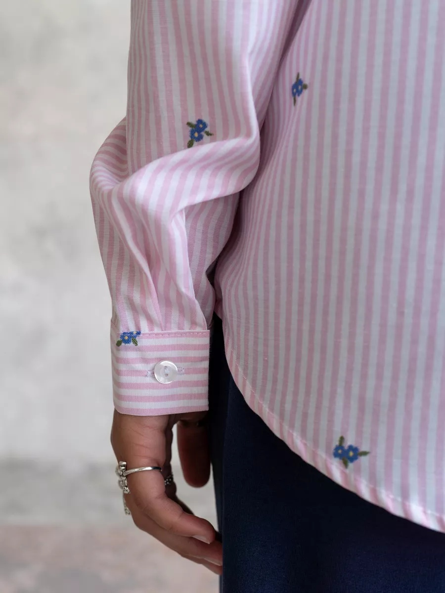 Рубашка TForma MD8188_розовая_полоска - фото 5