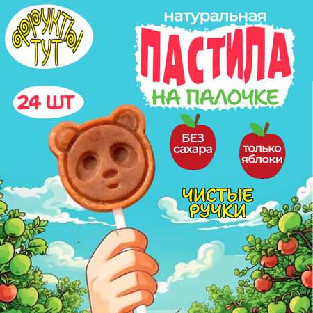 Пастила на палочке яблочная без сахара ФРУКТЫ ТУТ фруктовая, 240 гр, 24 шт