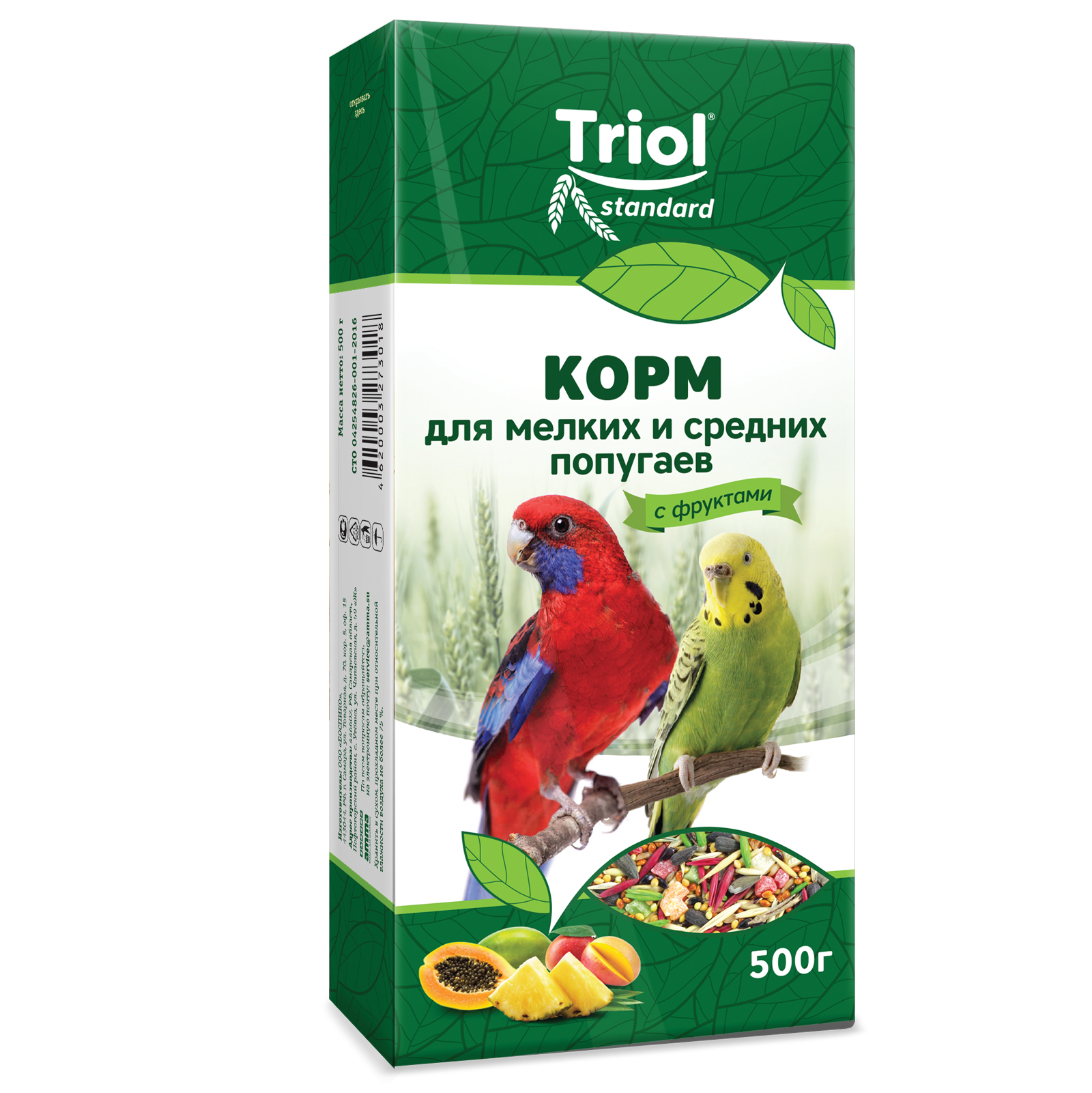 Корм для попугаев Triol 500г Standard мелких и средних с фруктами - фото 2
