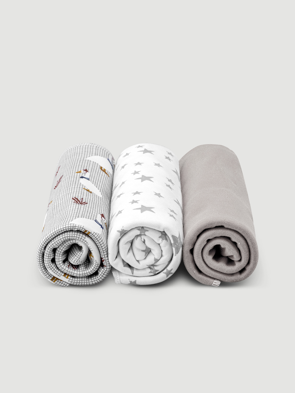 Пелёнка Mjolk Гуси/White Sand/Звёзды трикотаж 85х120 см 3 шт. - фото 6