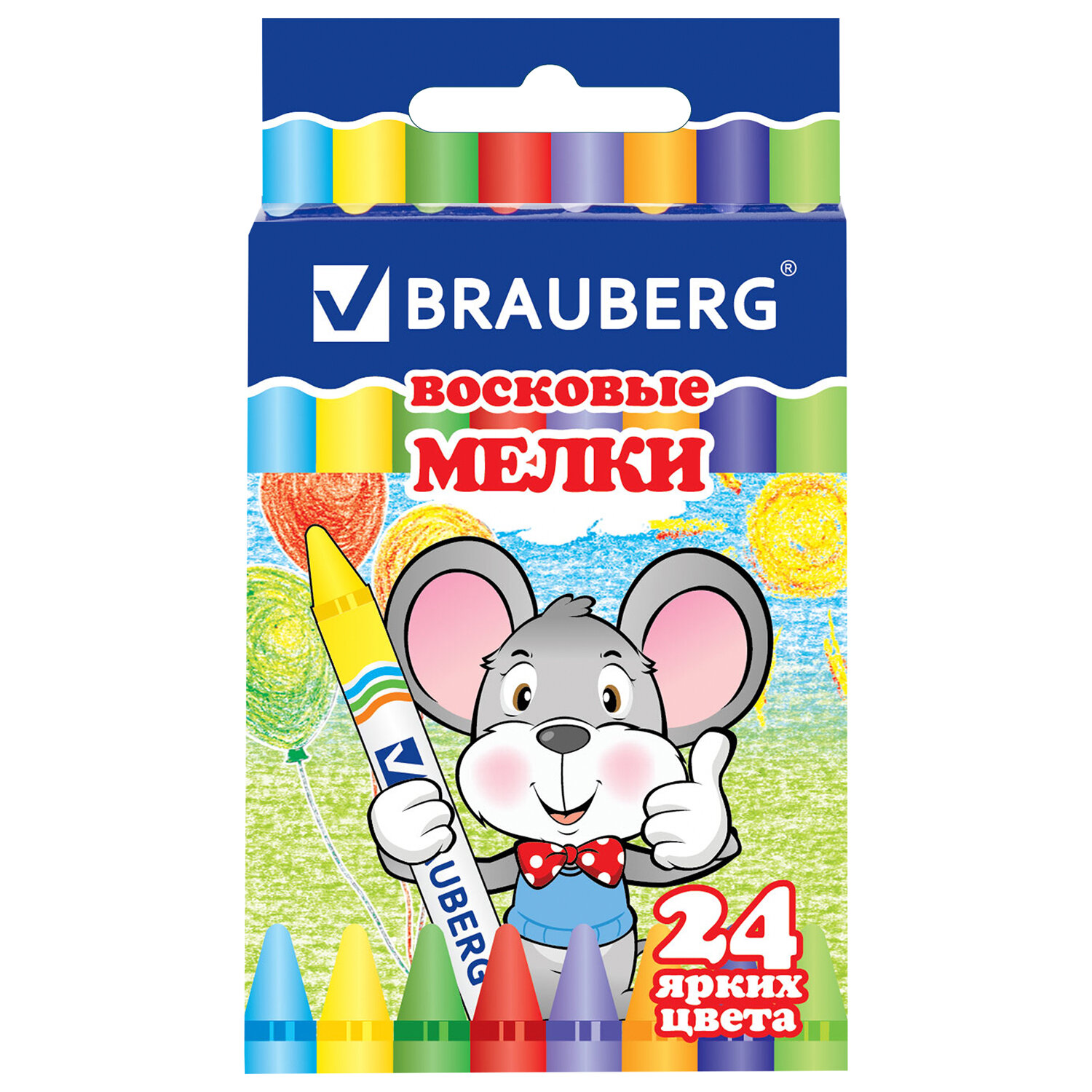 Восковые мелки Brauberg 24 шт. - фото 8