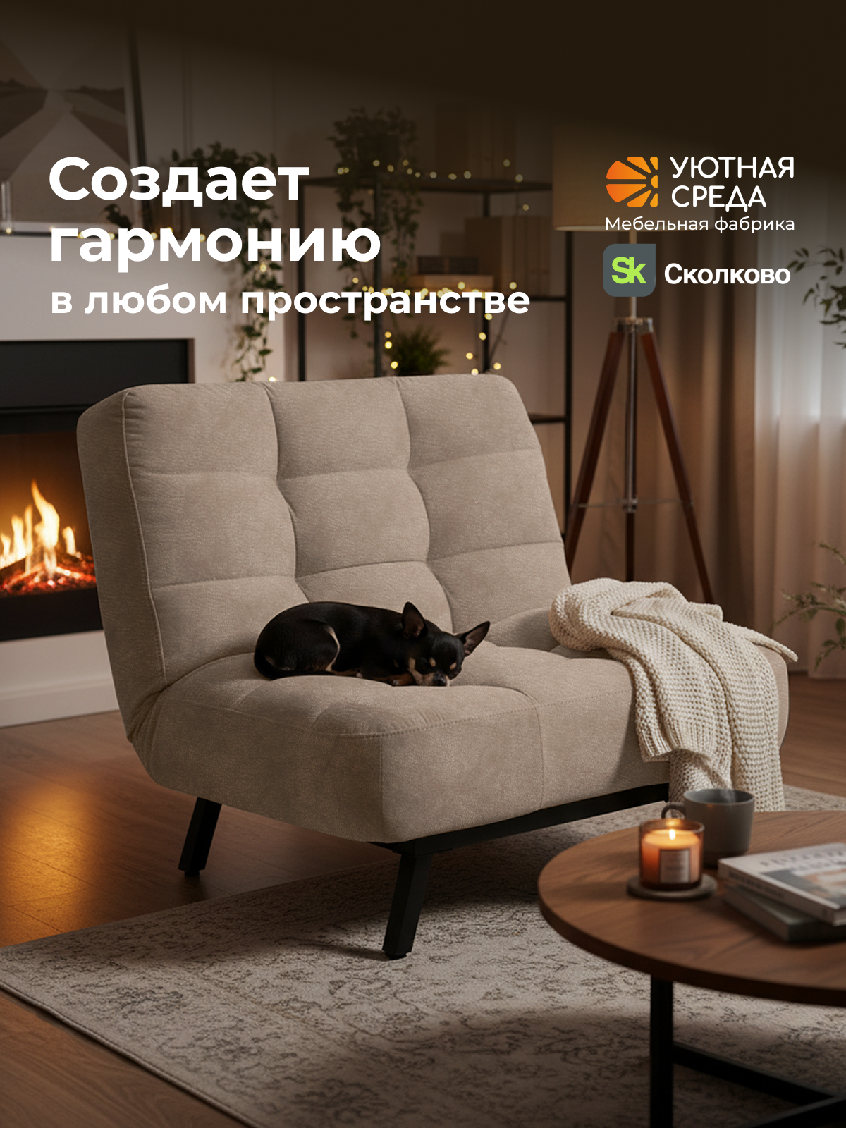 Кресло Уютная среда бежевый велюр бежевый - фото 19