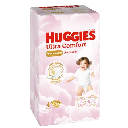 Подгузники Huggies Ultra Comfort для девочек 4 (8-14 кг) 19 шт.