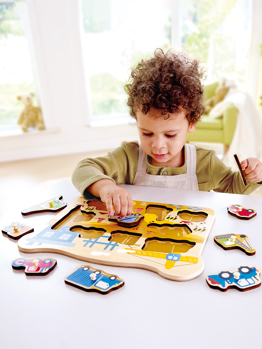 Игрушка Hape рамка-вкладыш Строительные машины - фото 1