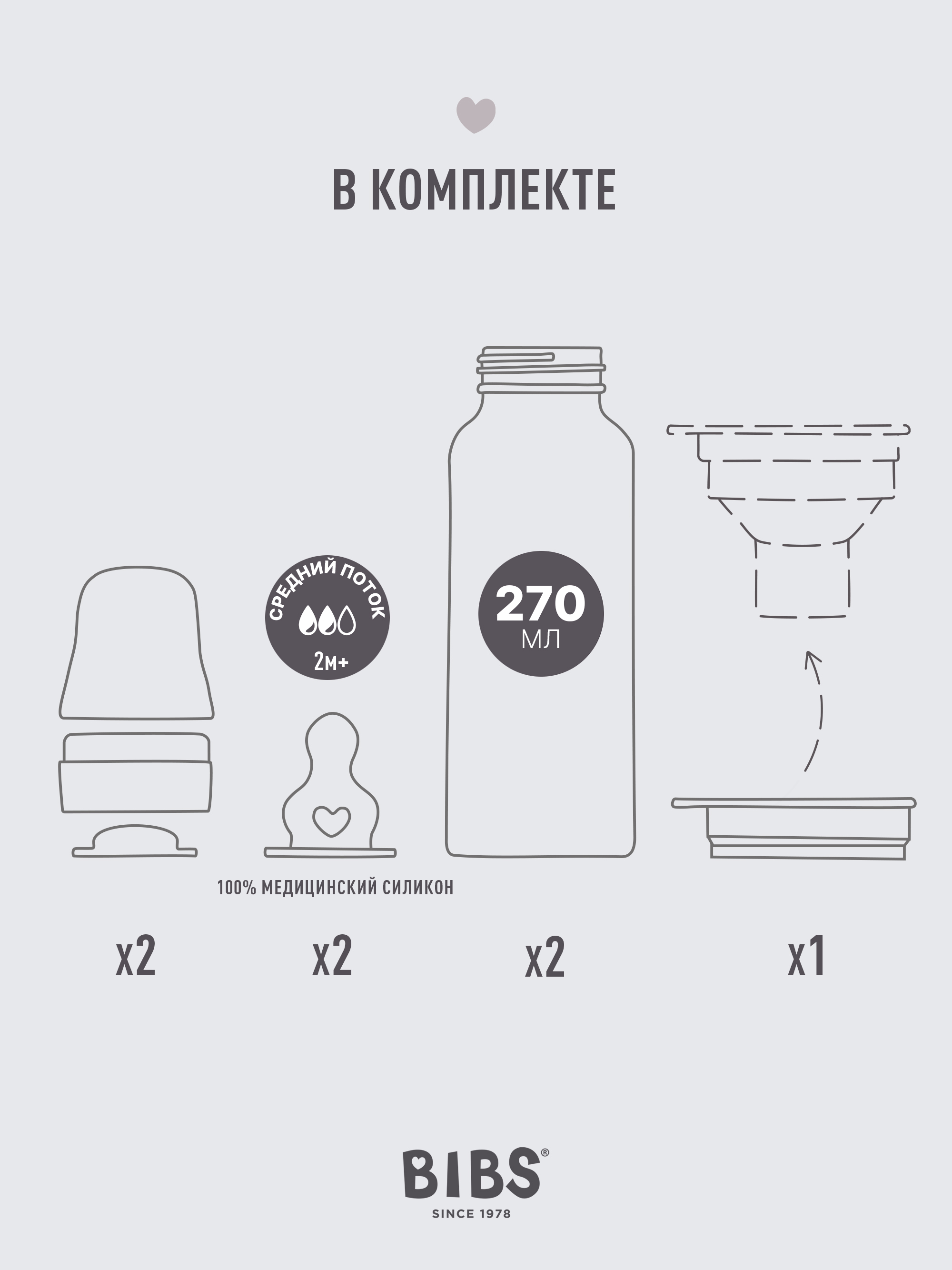 Бутылочка BIBS Classic+ 270 мл 1 шт. - фото 8