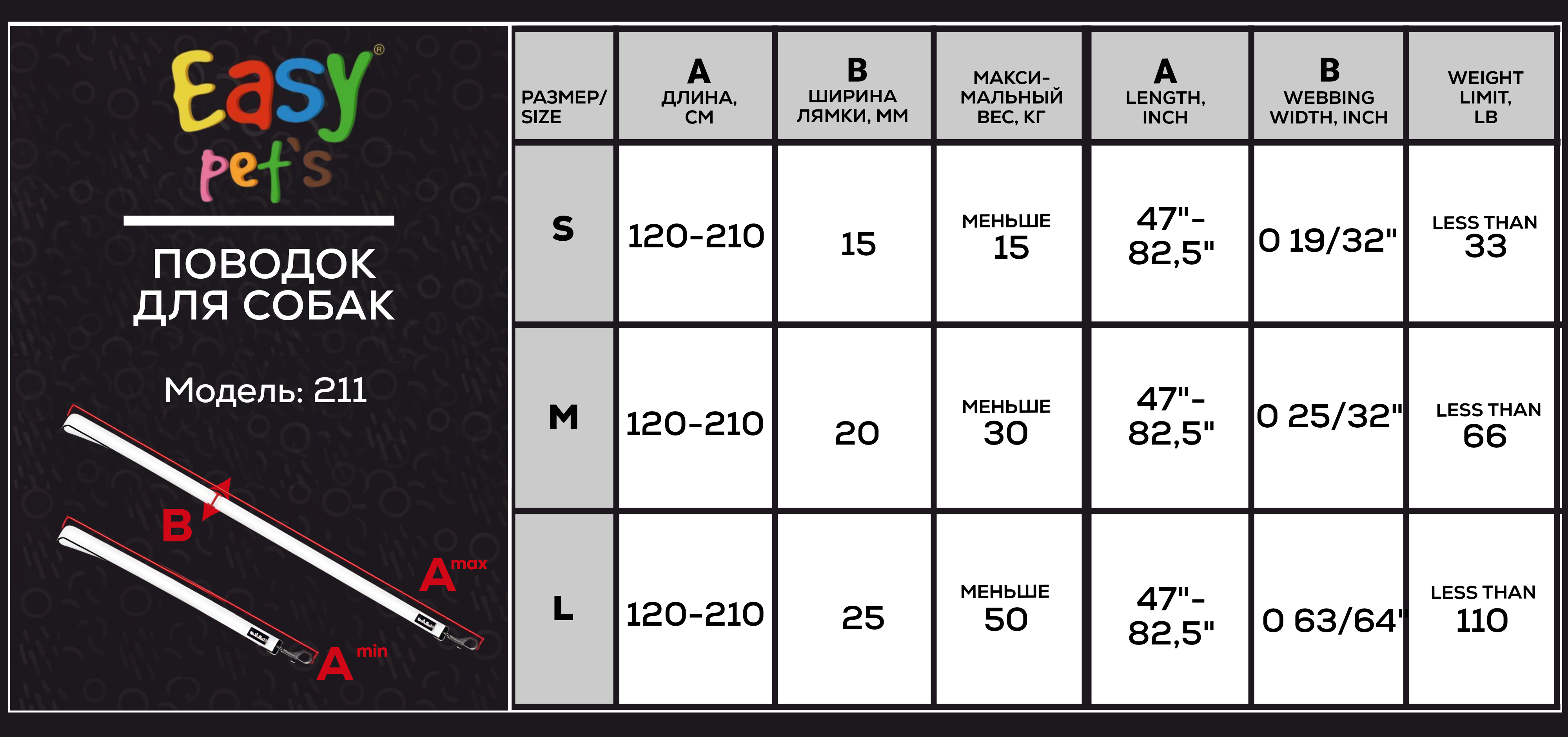 Поводок для собак с неопреновой ручкой Easy Pets 211 цвет Черный р-р S 1,5см 210см - фото 9
