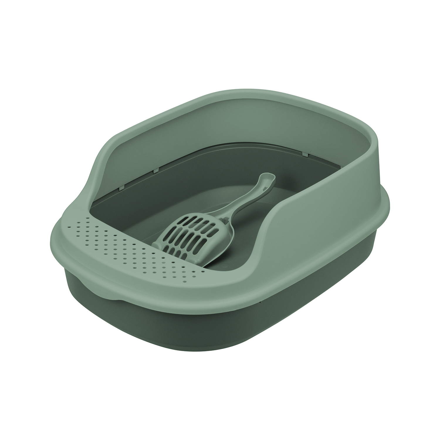 Туалет для кошек HOMECAT Frost Touch с высоким бортом и совком нефритовый 48*35.5*18.5см - фото 1