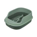 Туалет для кошек HOMECAT Frost Touch с высоким бортом и совком нефритовый 48*35.5*18.5см