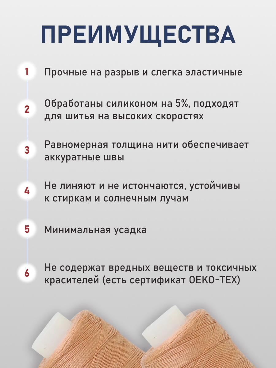 Нитки для шитья 40/2 Bestex 10шт цв 166 - фото 3