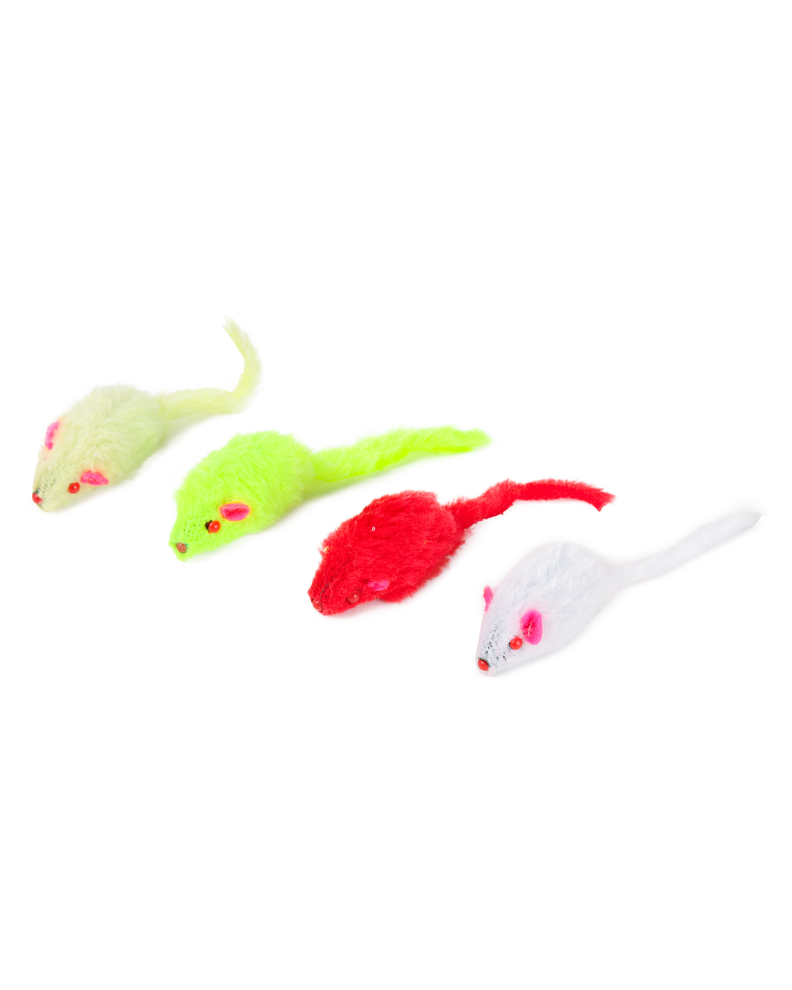 Набор игрушек для кошек Barbaks Стайка мышей меховых разноцветных с кошачьей мятой 4шт - фото 1
