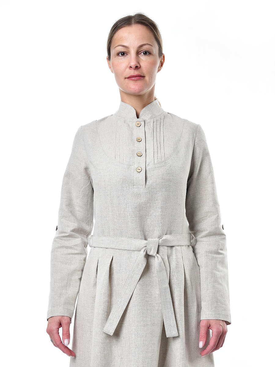 Платье Льняная Горница пл025-02/светло-серый - фото 8