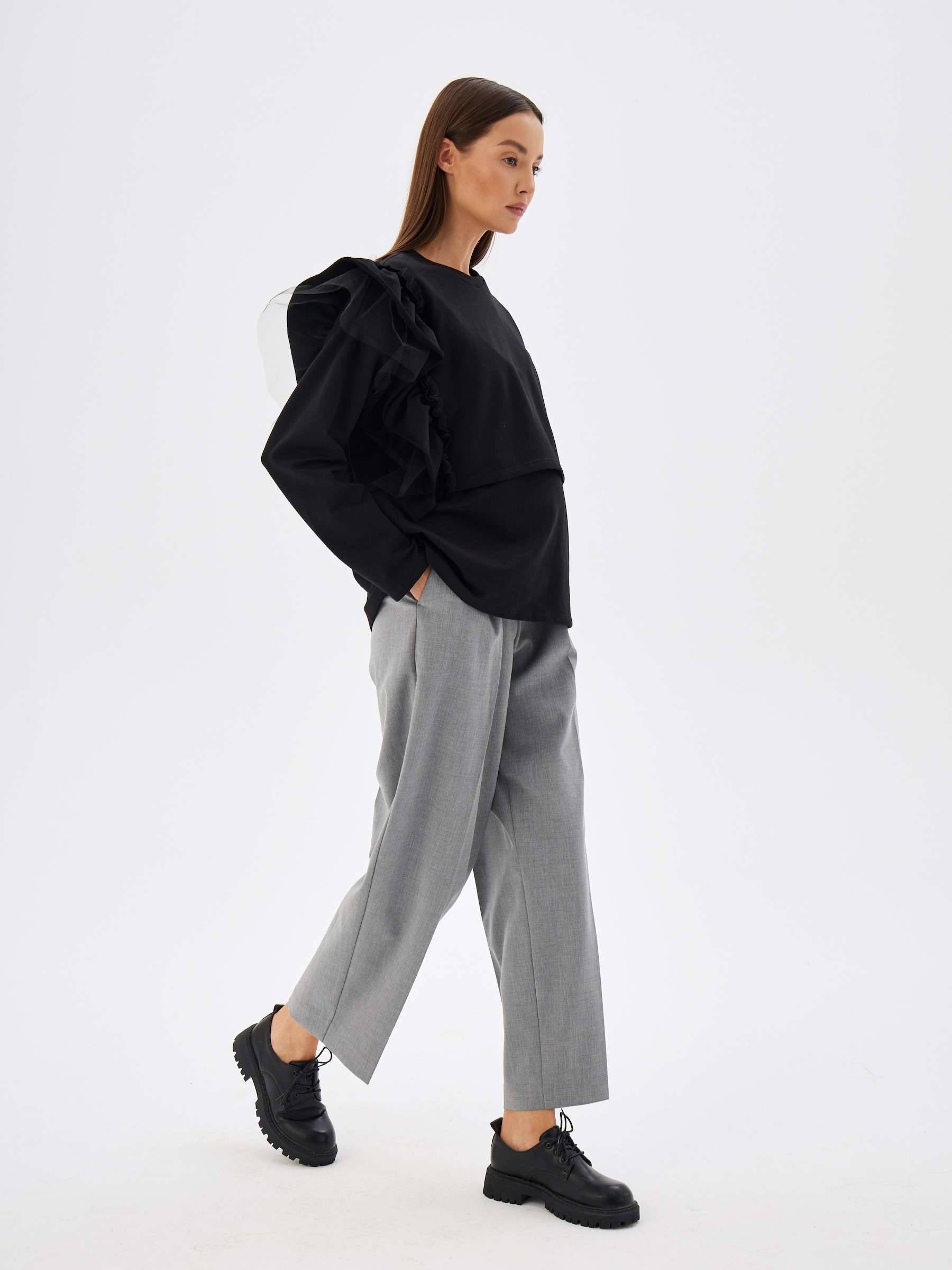 Лонгслив для кормящих Proud Mom ЛВОЛ-0500-черный - фото 2