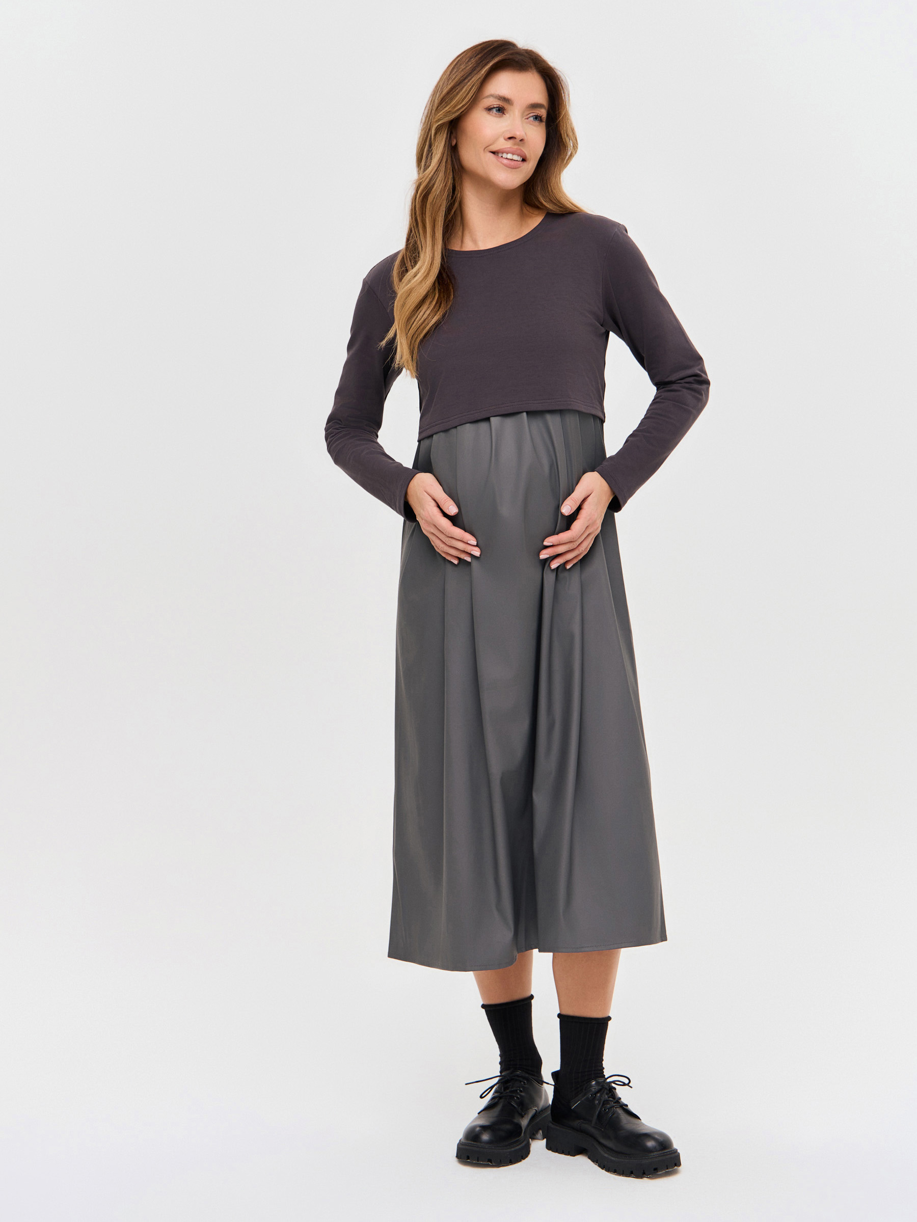 Платье для кормящих Proud Mom ПКОЖ-0500-антрацит - фото 6