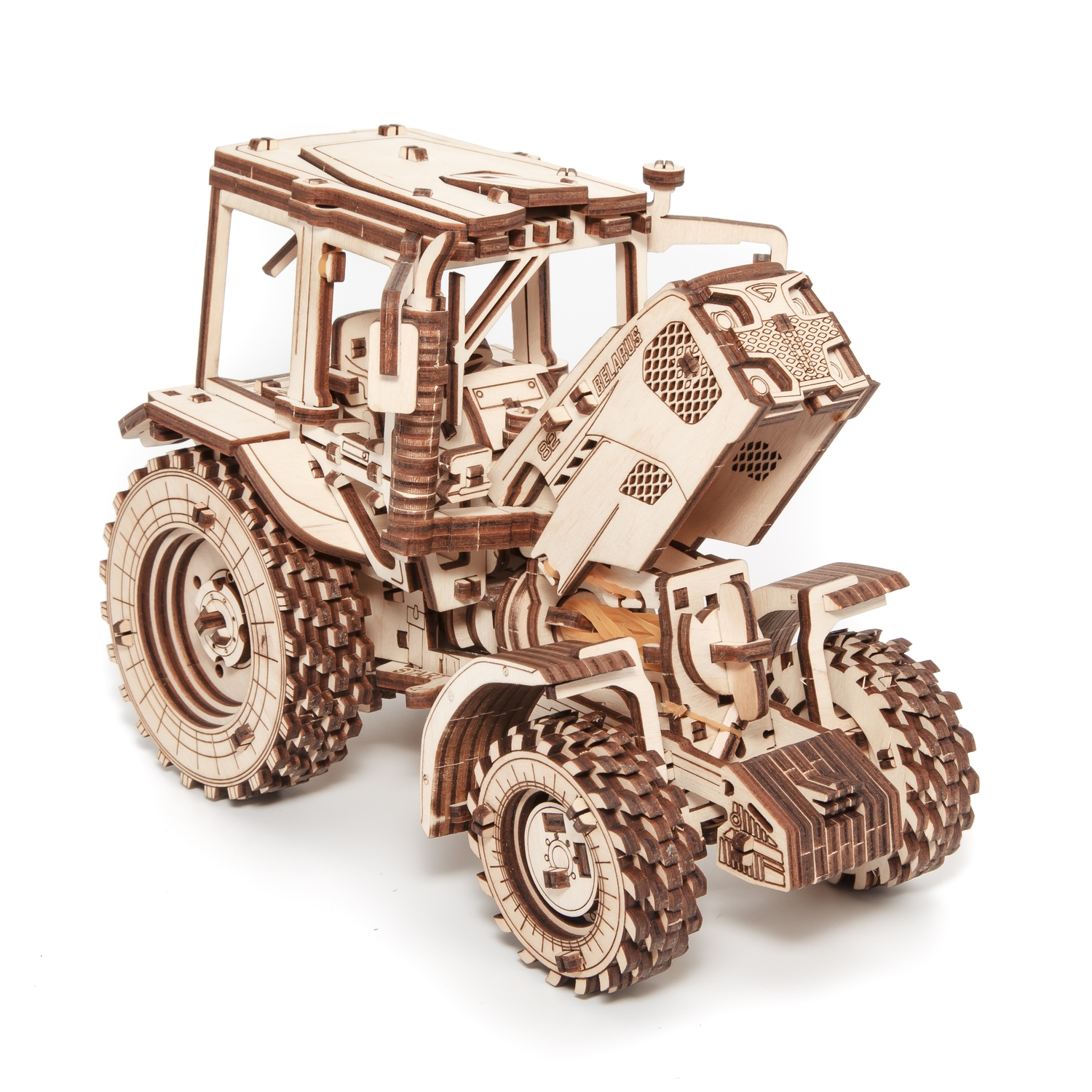 Сборная модель Eco Wood Art Трактор Беларус 82 механический из дерева ETBLR - фото 7