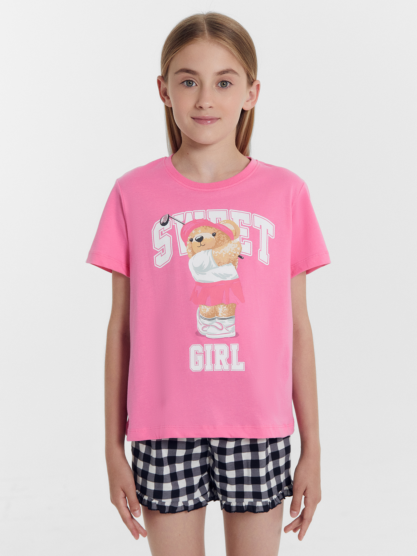 Пижама Mark Formelle (Марк Формэль) 567734/розовый космос +чб клетка виши - фото 2