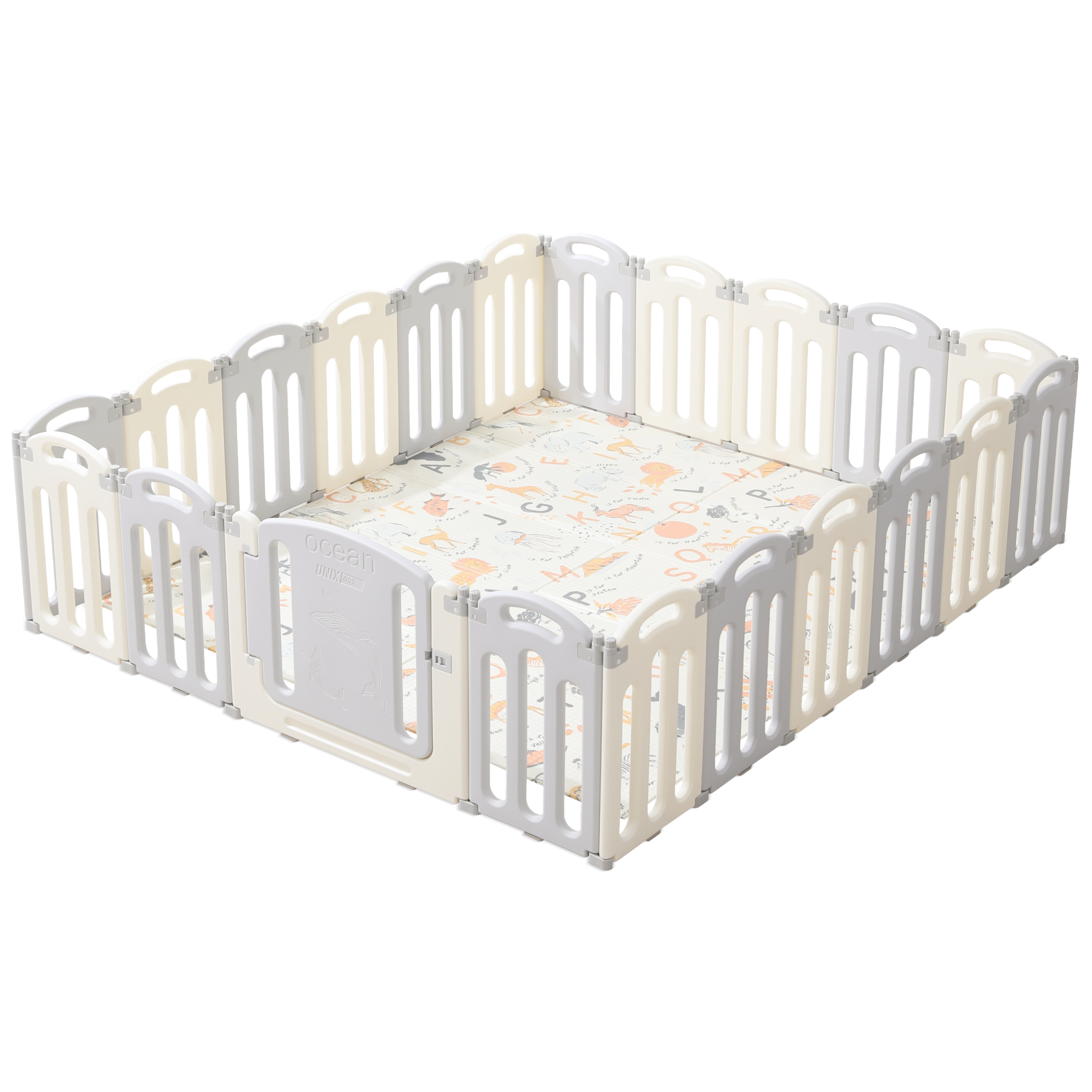 Манеж ширма UNIX Kids Ocean серый POCEAN225GY - фото 12