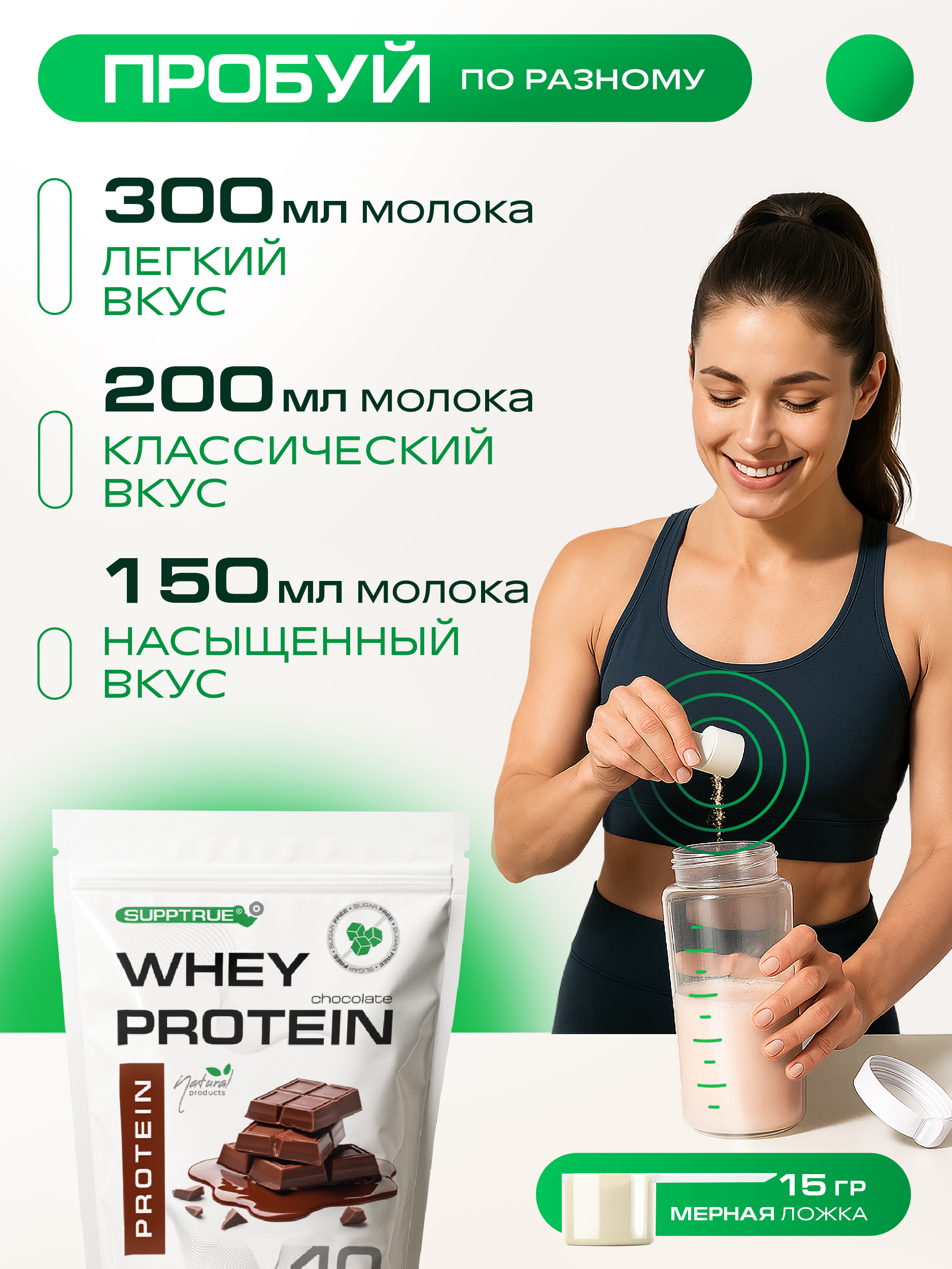 Протеин 1 кг. SUPPTRUE WHEY PROTEIN со вкусом шоколада 40 порций - фото 7
