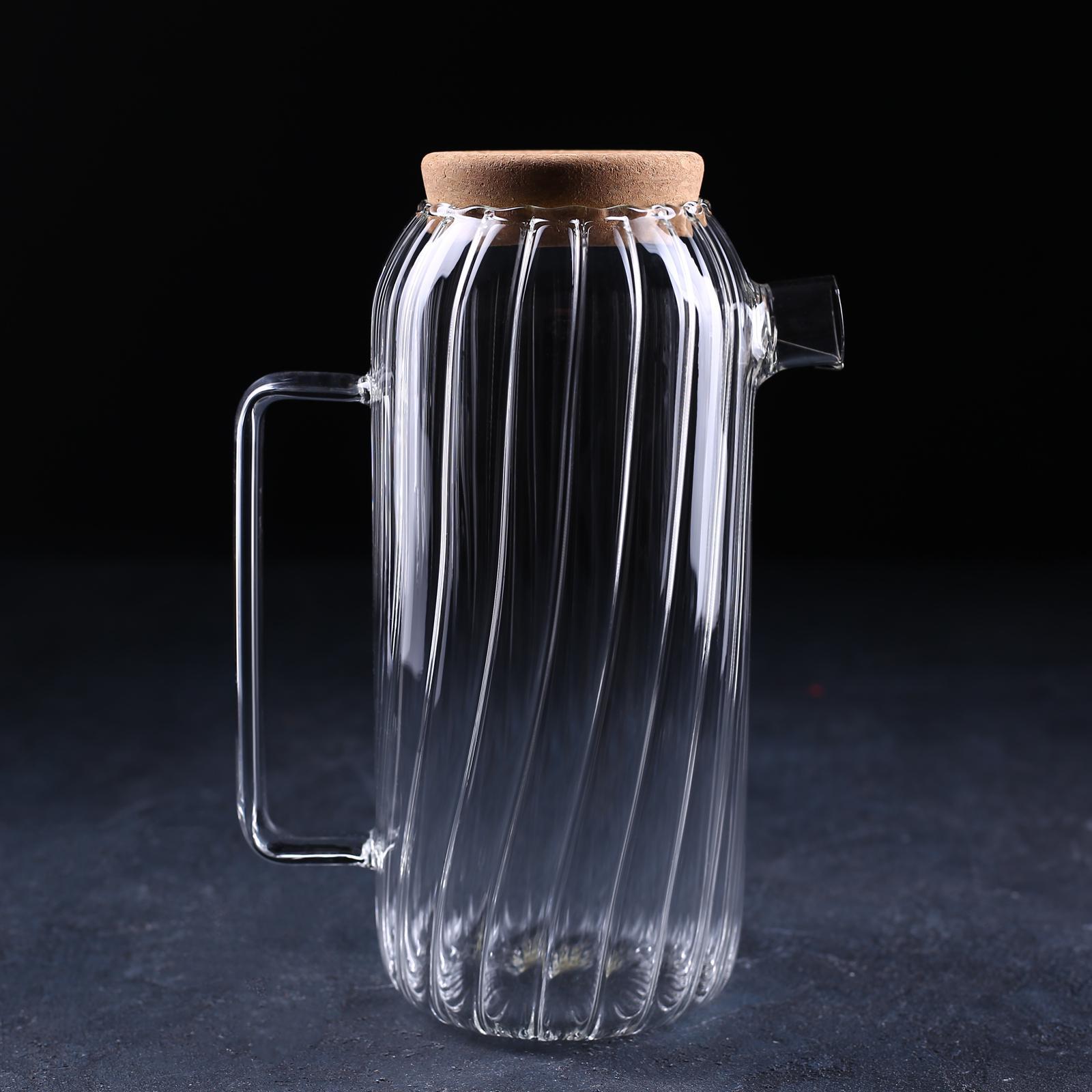 Кувшин стеклянный с пробковой крышкой Sima-Land «Эко», 1,6 л, 18×11×25 см - фото 2