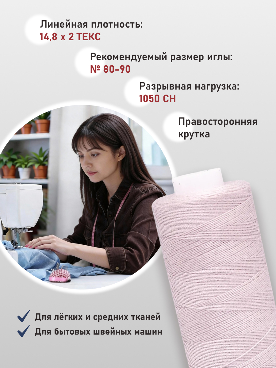 Нитки для шитья 40/2 Bestex 10шт цв 36 - фото 2