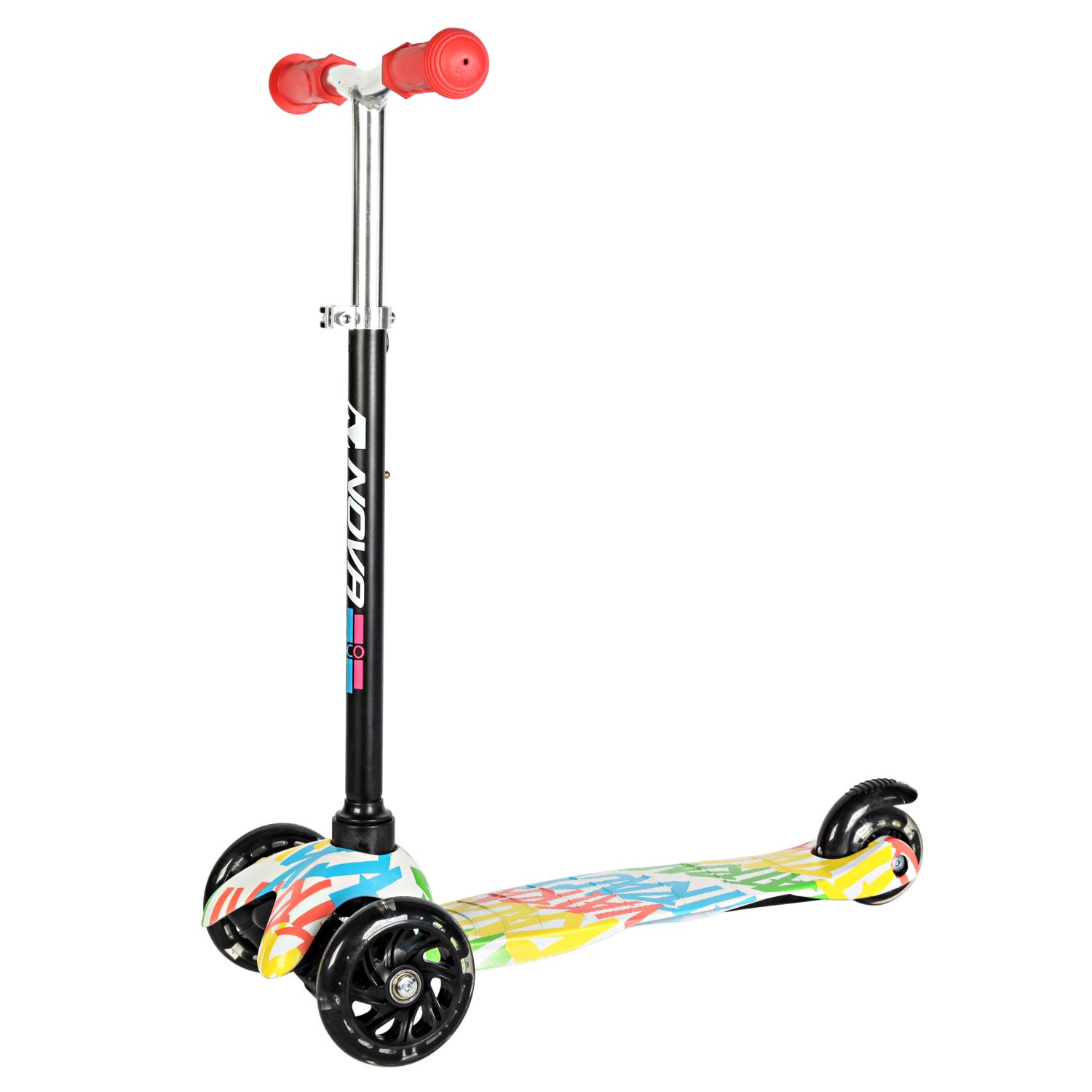 Изображение товара Детский трехколесный самокат Novatrack DISCO-KIDS Graffiti с светящимися колесами