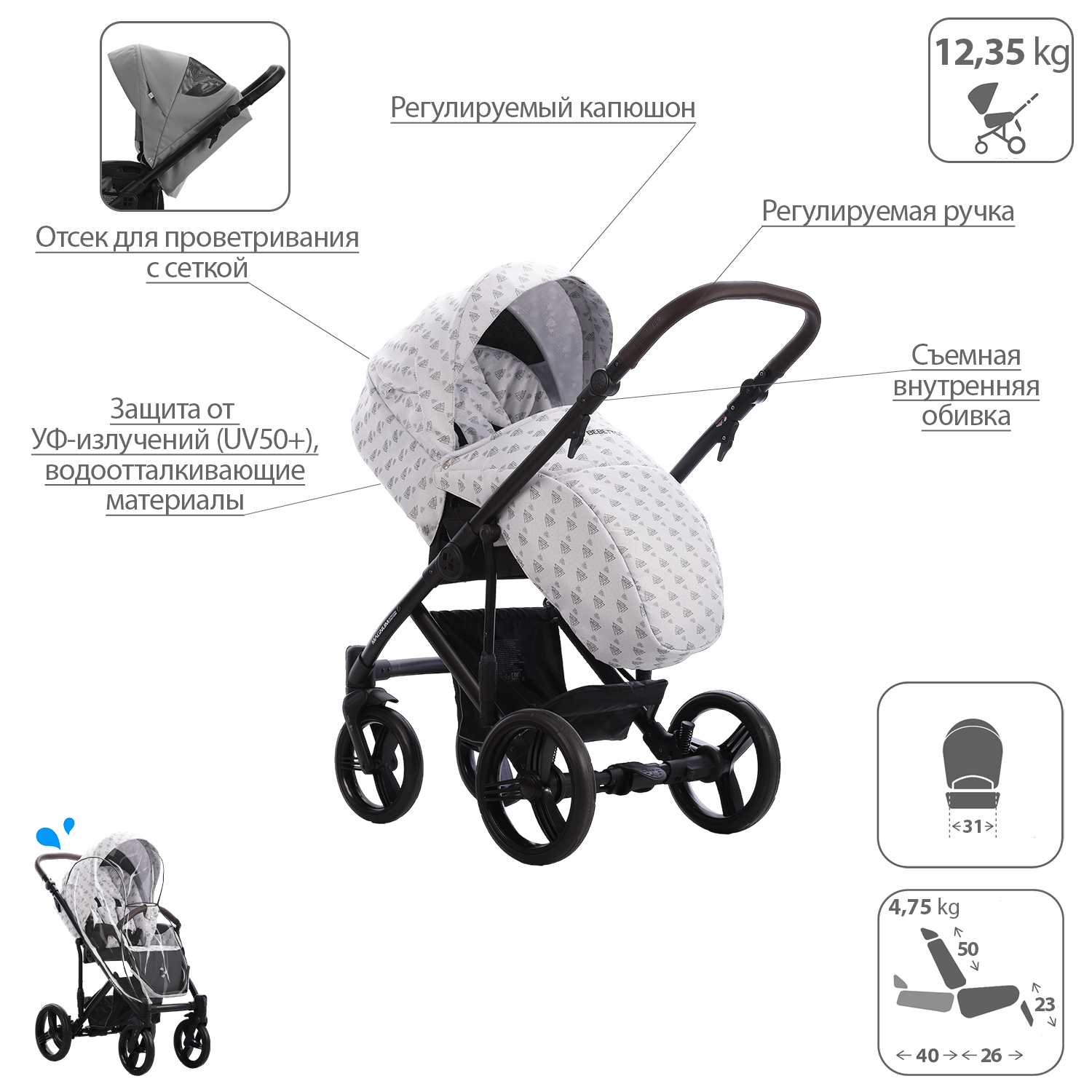 Коляска 2в1 Bebetto Magnum Light - фото 6