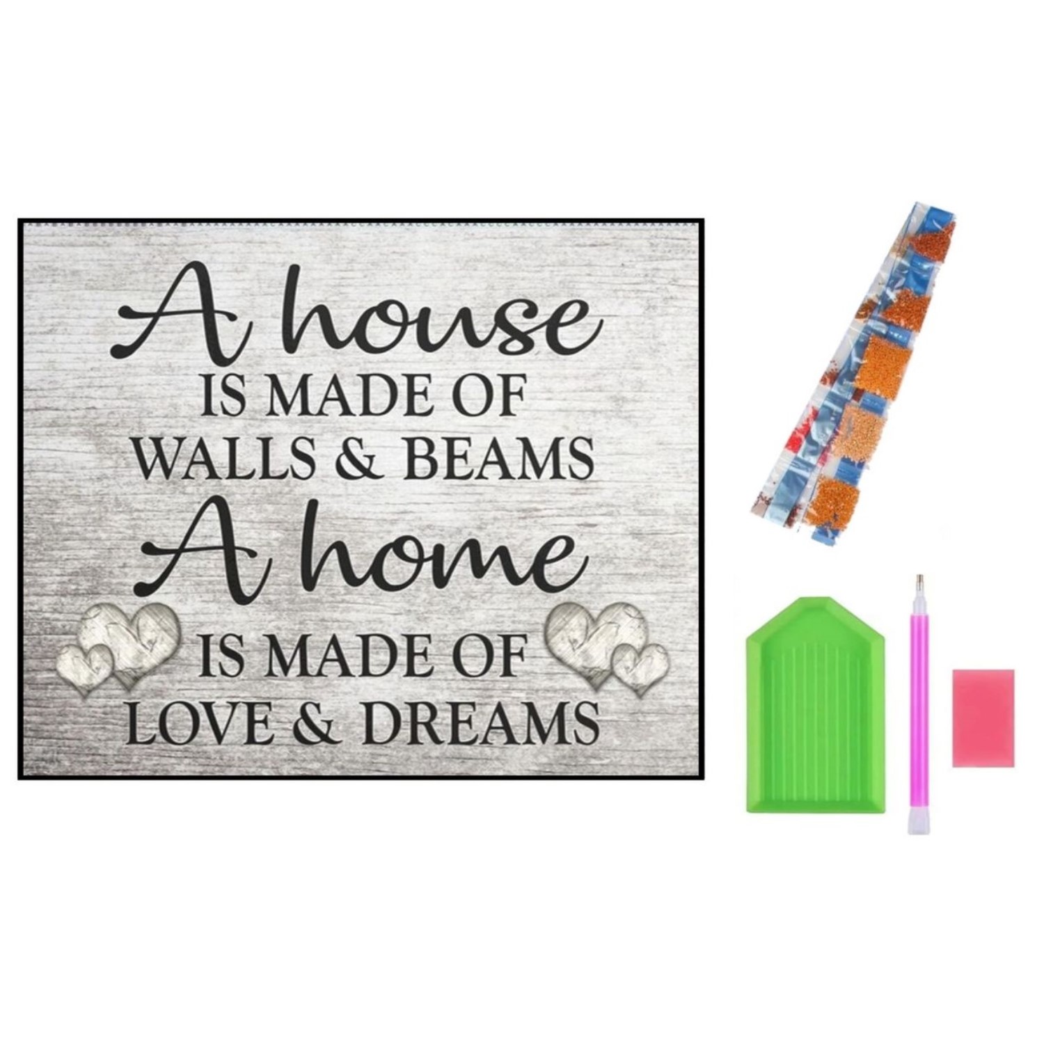 Алмазная мозаика Seichi Надпись с сердечками - фото 3