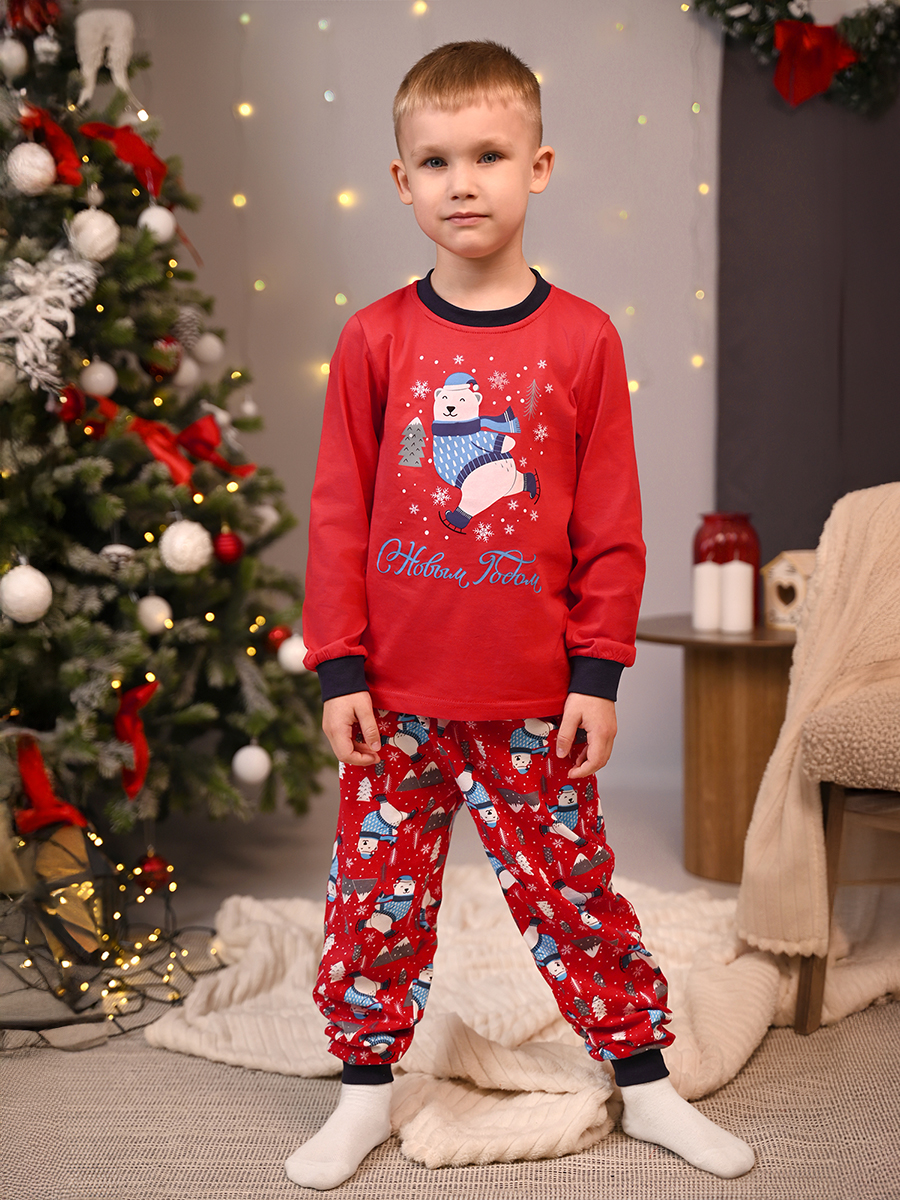 Пижама HappyFox HF00101красный.медведь - фото 1