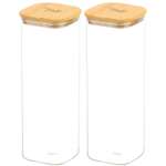 Банки для хранения Elan Gallery 2 шт 2 л 10х10х28.5 см Crystal glass стеклянные с бамбуковой крышкой