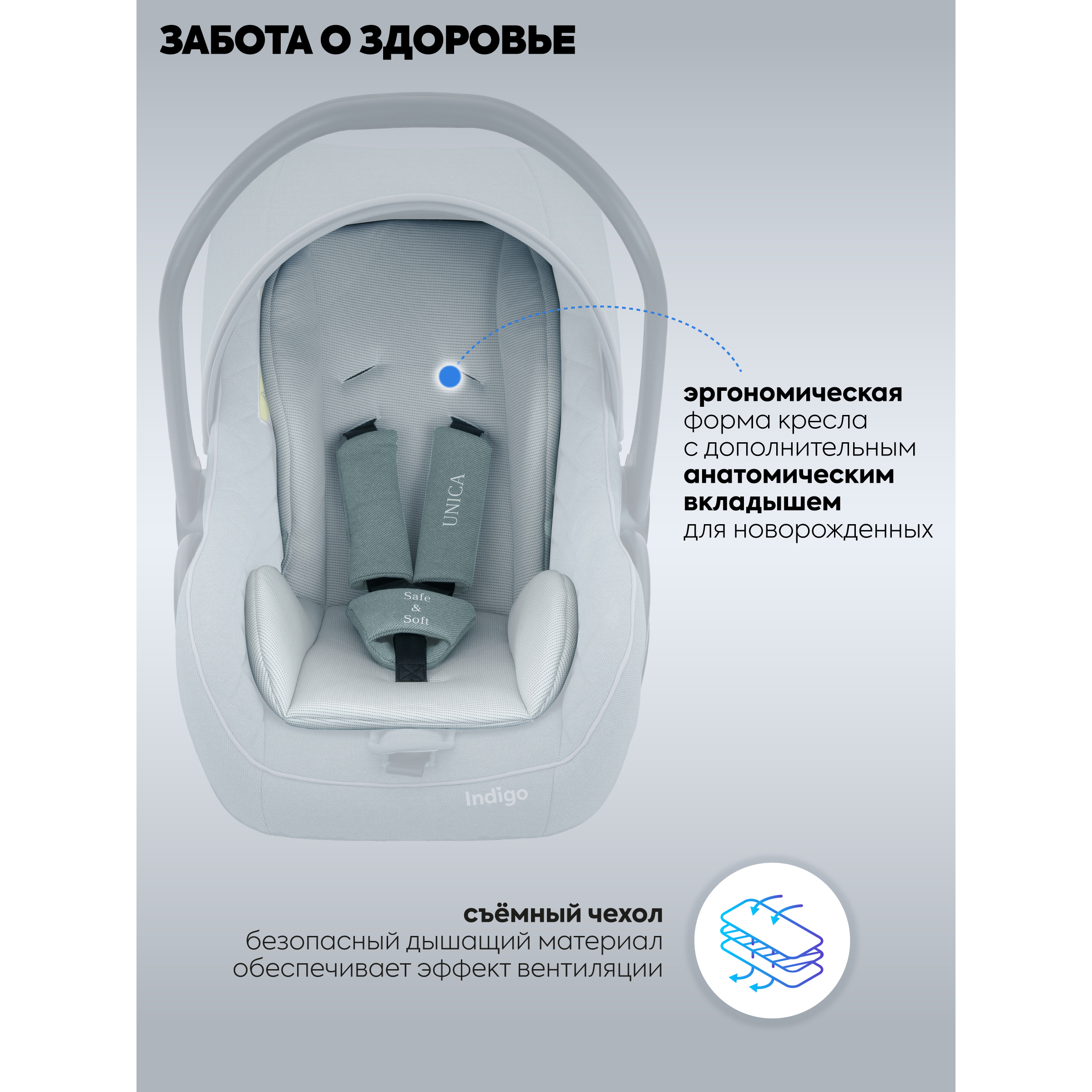 Автокресло Indigo UNICA 0 (0 -13 кг) - фото 8