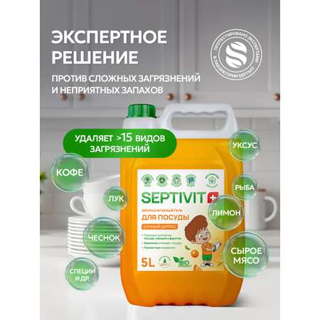 Средство для мытья посуды SEPTIVIT Сочный цитрус 5л