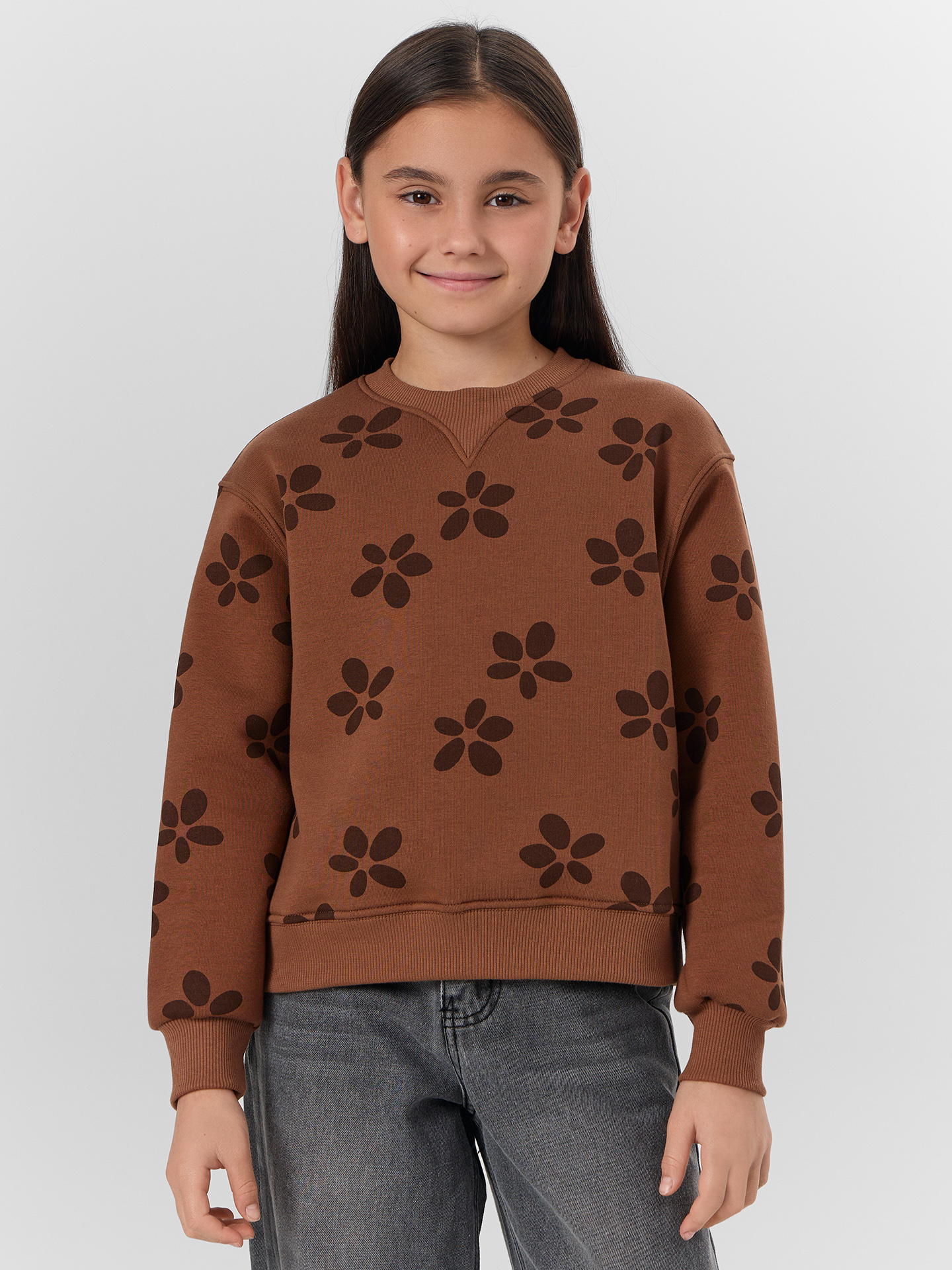 Свитшот Mark Formelle (Марк Формэль) 127982/цветочки на коричневом - фото 1