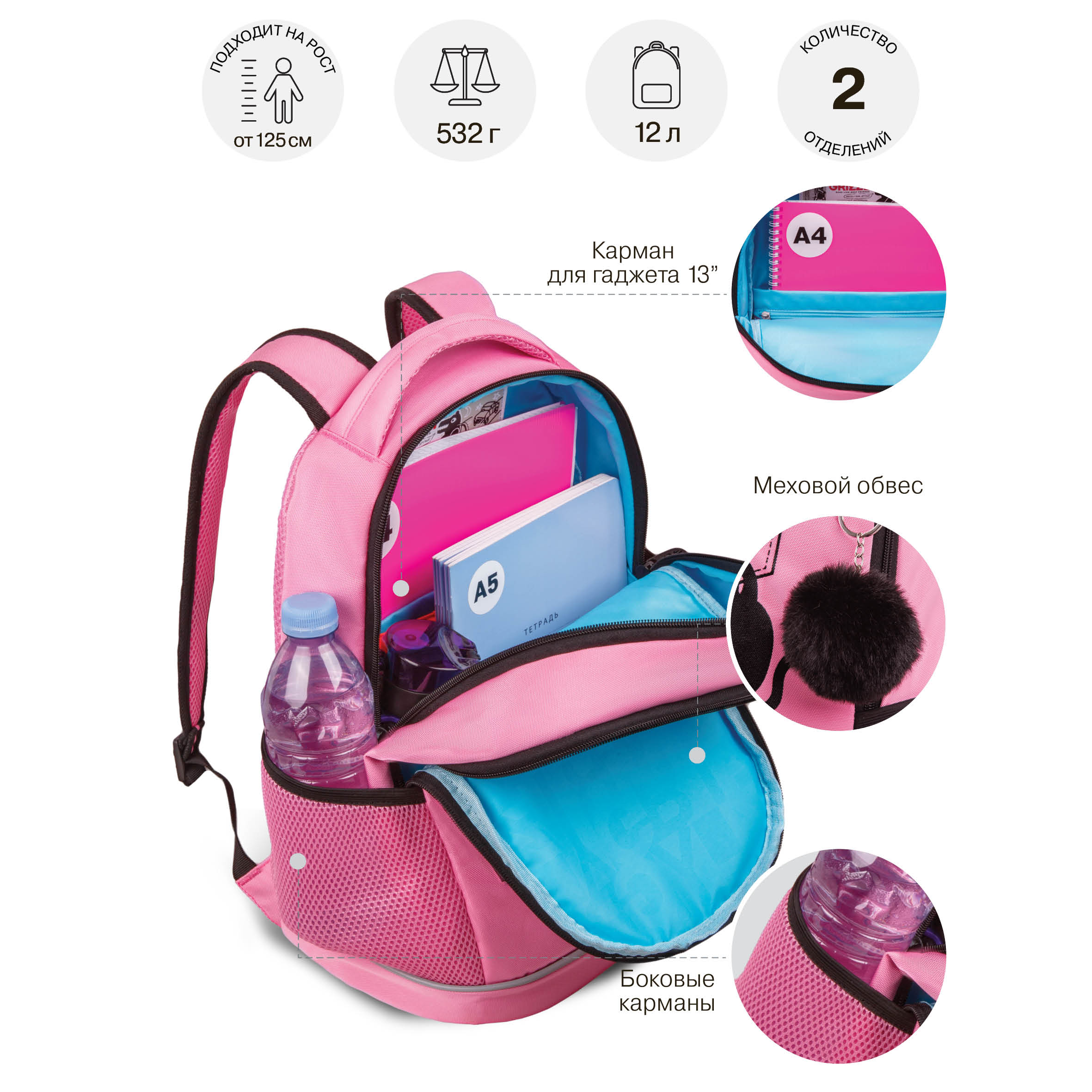 Рюкзак Grizzly для девочки - фото 7