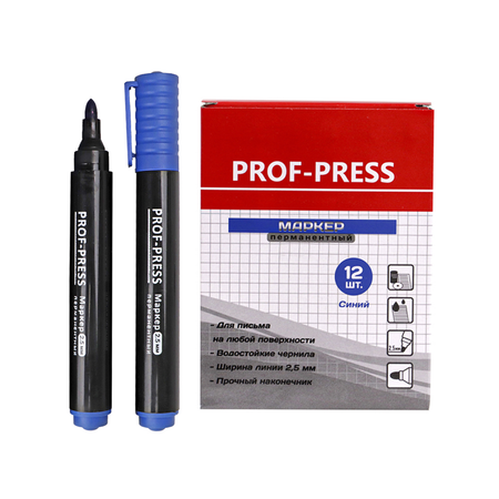 Маркеры Prof-Press перманентный 12 цв.