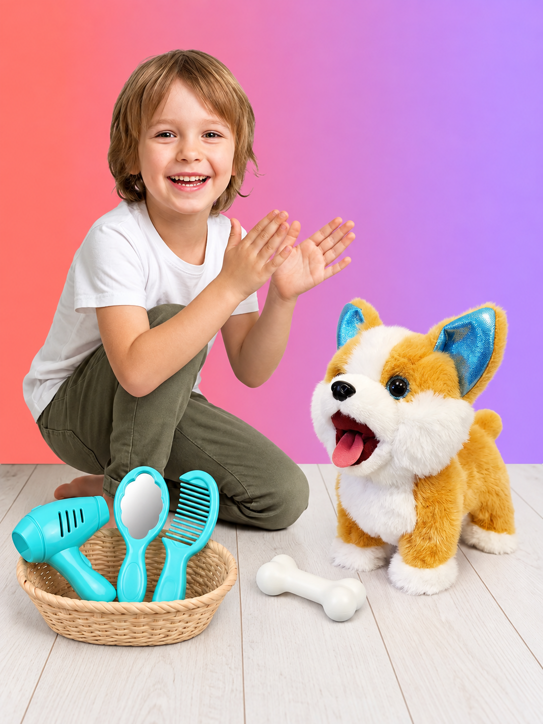 Мягкая игрушка FAVORITSTAR DESIGN Интерактивный щенок корги - фото 15