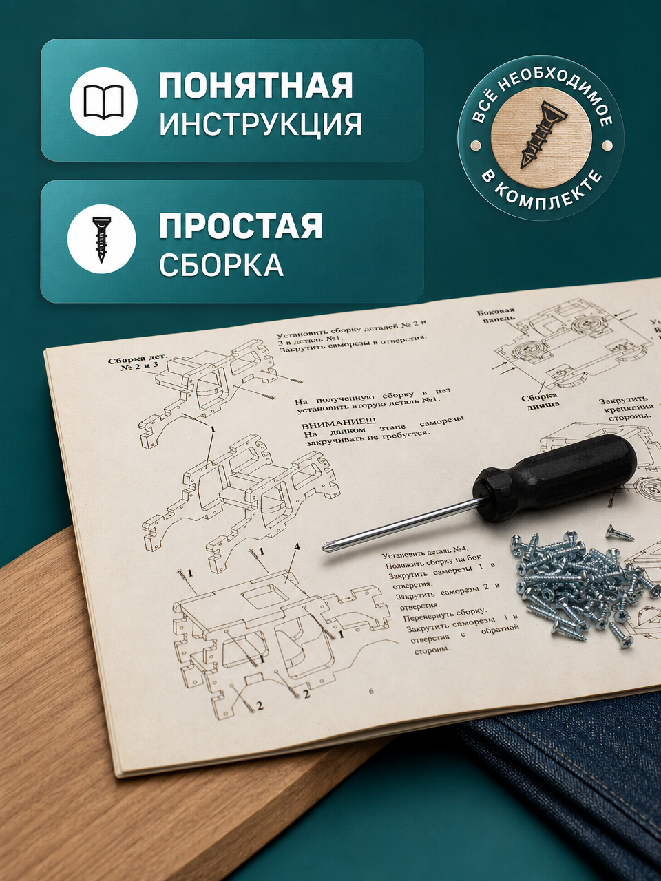 Конструктор КонструкториуМ Машинка деревянный 19 дет. - фото 5