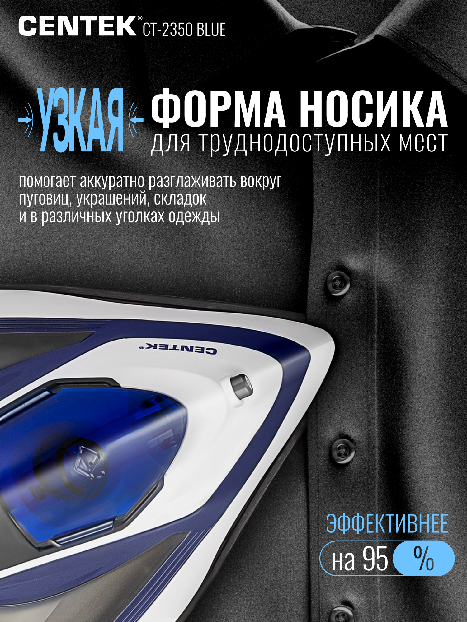 Утюг CENTEK CT-2350 BLUE - фото 7