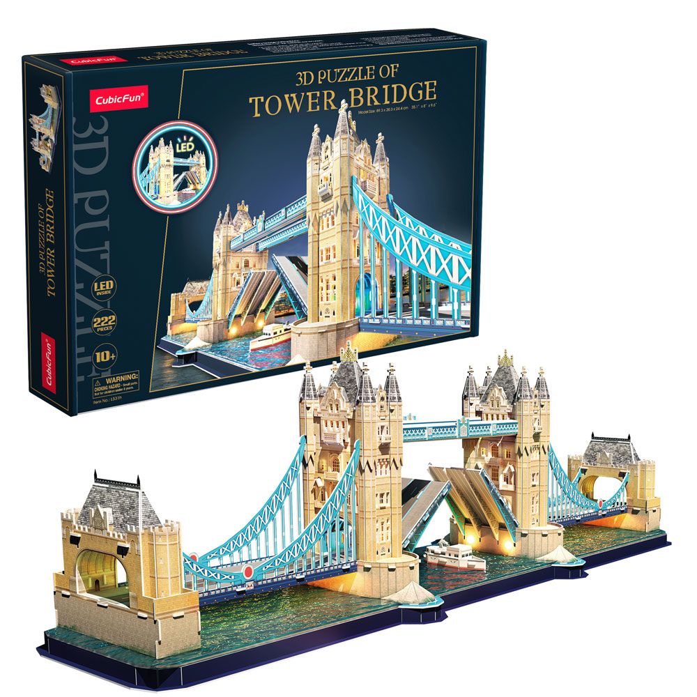 Пазл 3D CubicFun Тауэрский мост 222 детали LED - фото 6