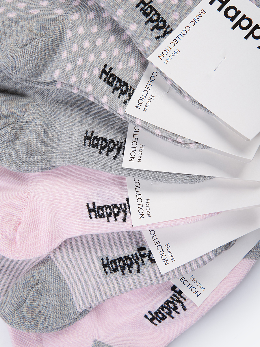 Носки 6 пар HappyFox HFET2001NBрозовый.серый - фото 7