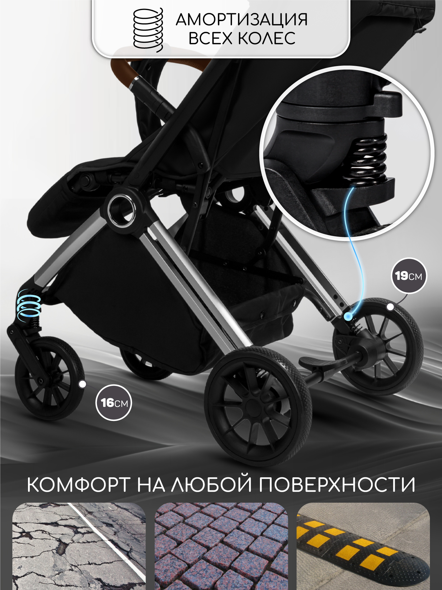 Коляска прогулочная Amarobaby Handy черный - фото 9