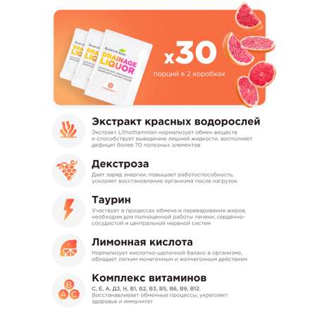 Многокомпонентный препарат Guarchibao Дренаж со вкусом грейпфрута для похудения 2 упаковки