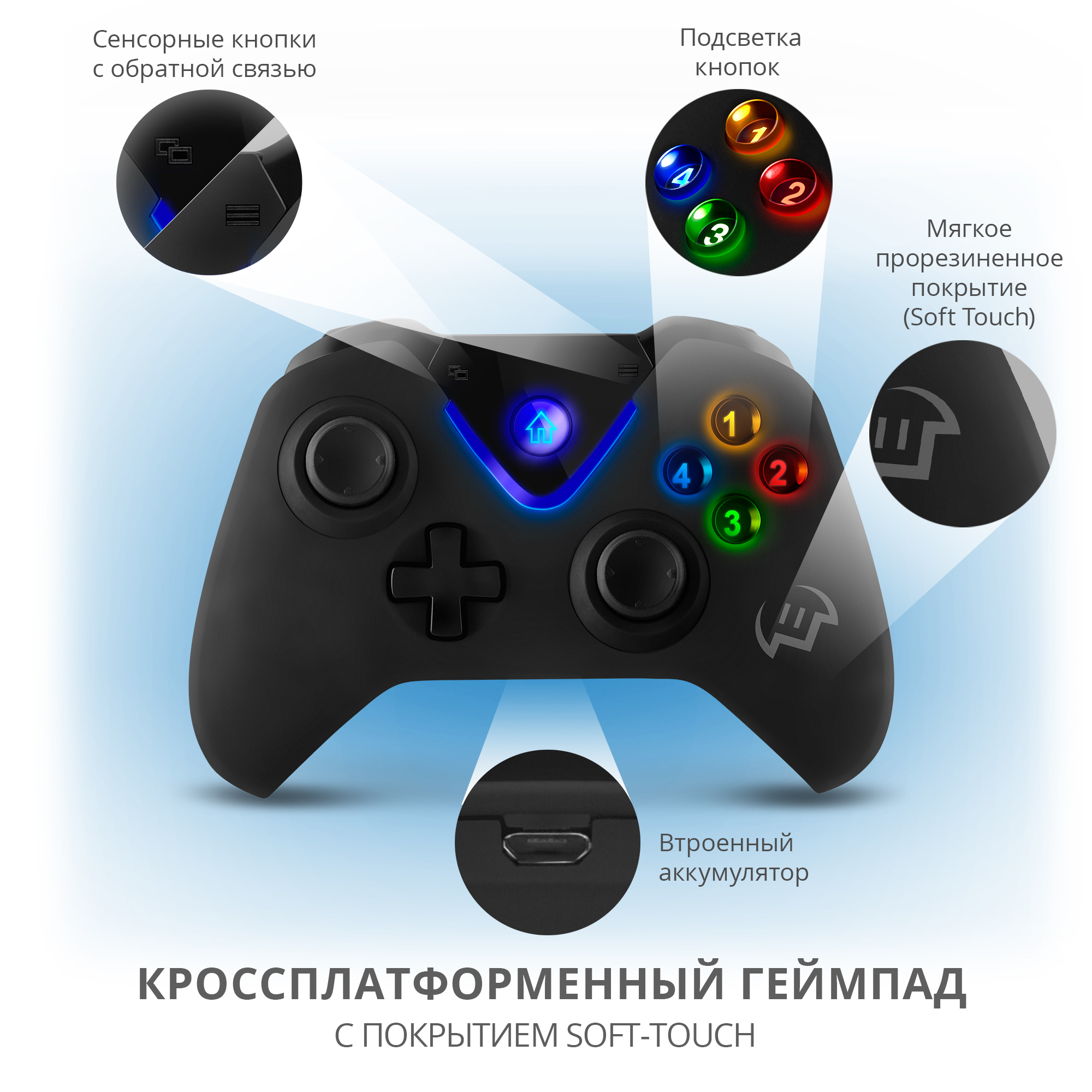 Беспроводной геймпад SVEN GC-5070 джойстик 11 клавиш и 2 стика - фото 2