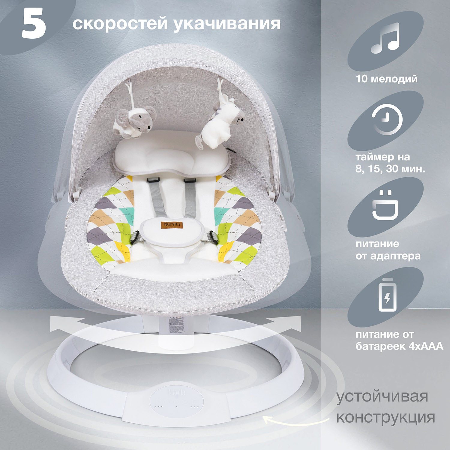 Электрокачели для новорожденных Nuovita Attento A1 - фото 2