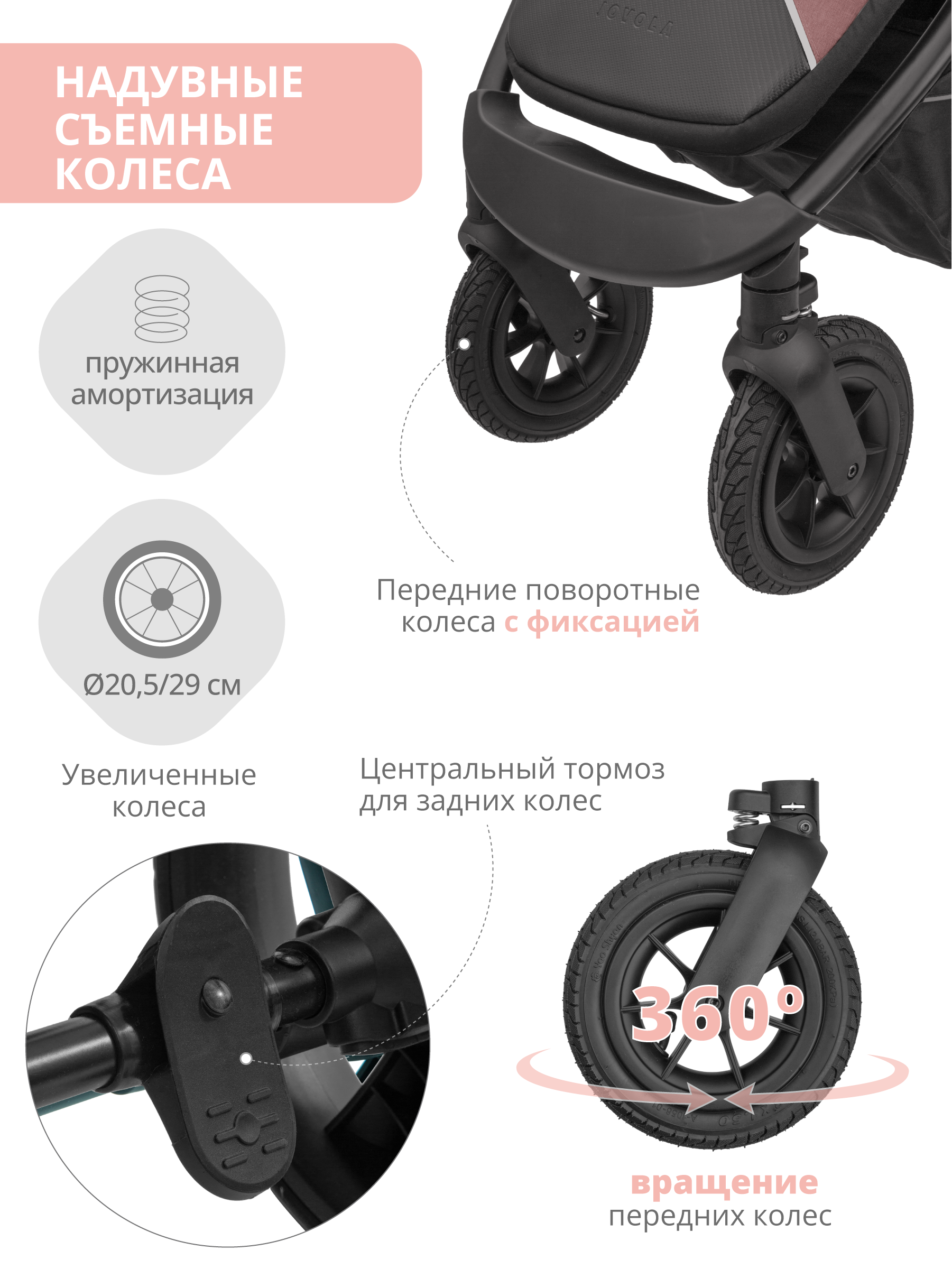 Коляска прогулочная JOVOLA SELENA AIR розовый - фото 9