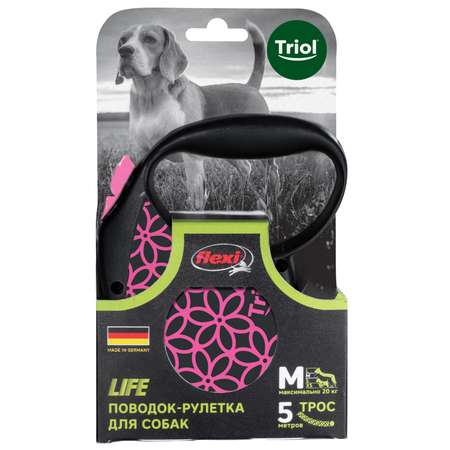 Рулетка для собак Triol Flexi Life Lines трос M 5м до 20кг Pink