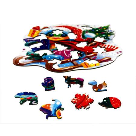 Пазл 1TOY Змея на санках деревянный