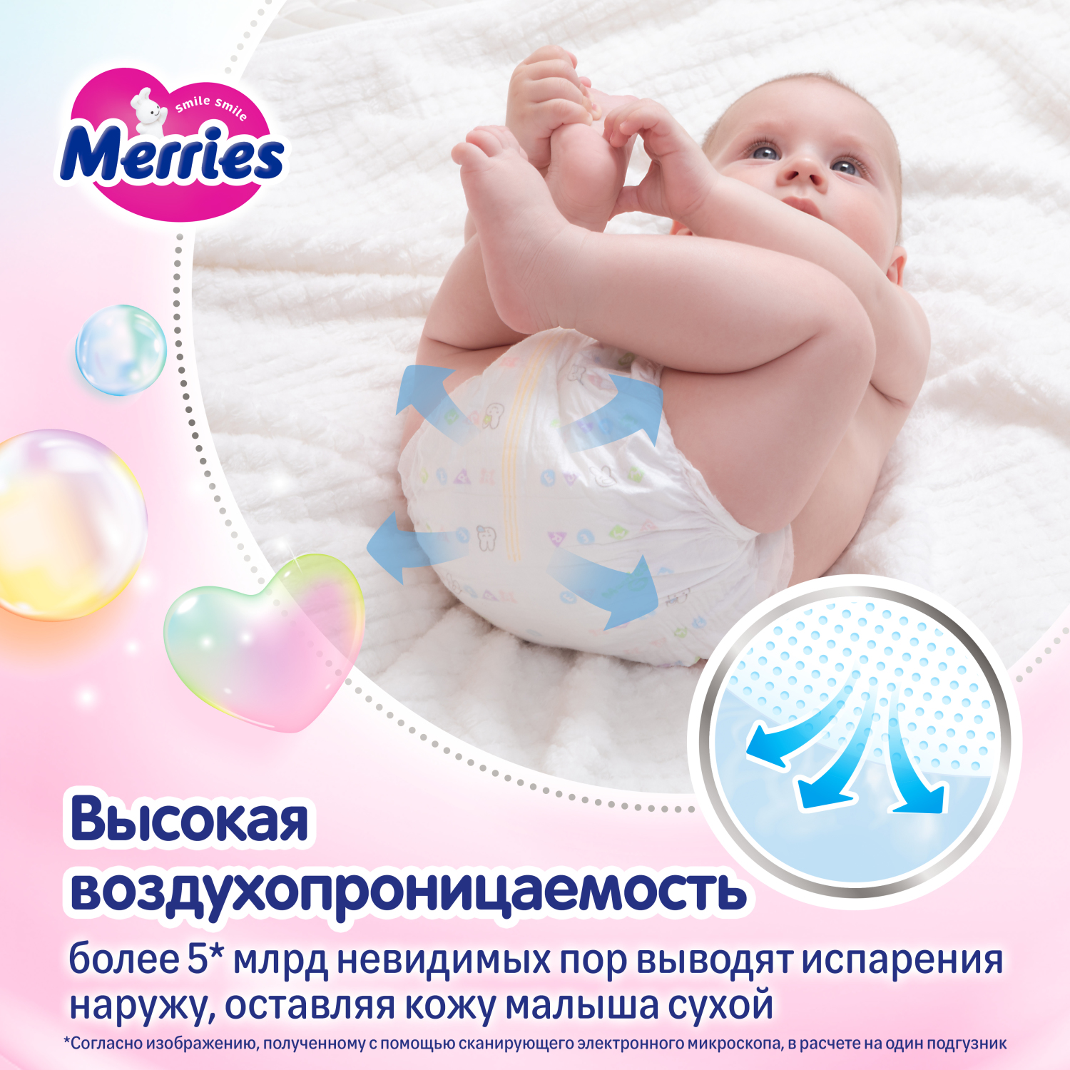 Подгузники Merries для новорожденных 1 (до 5кг) 68 шт. - фото 4