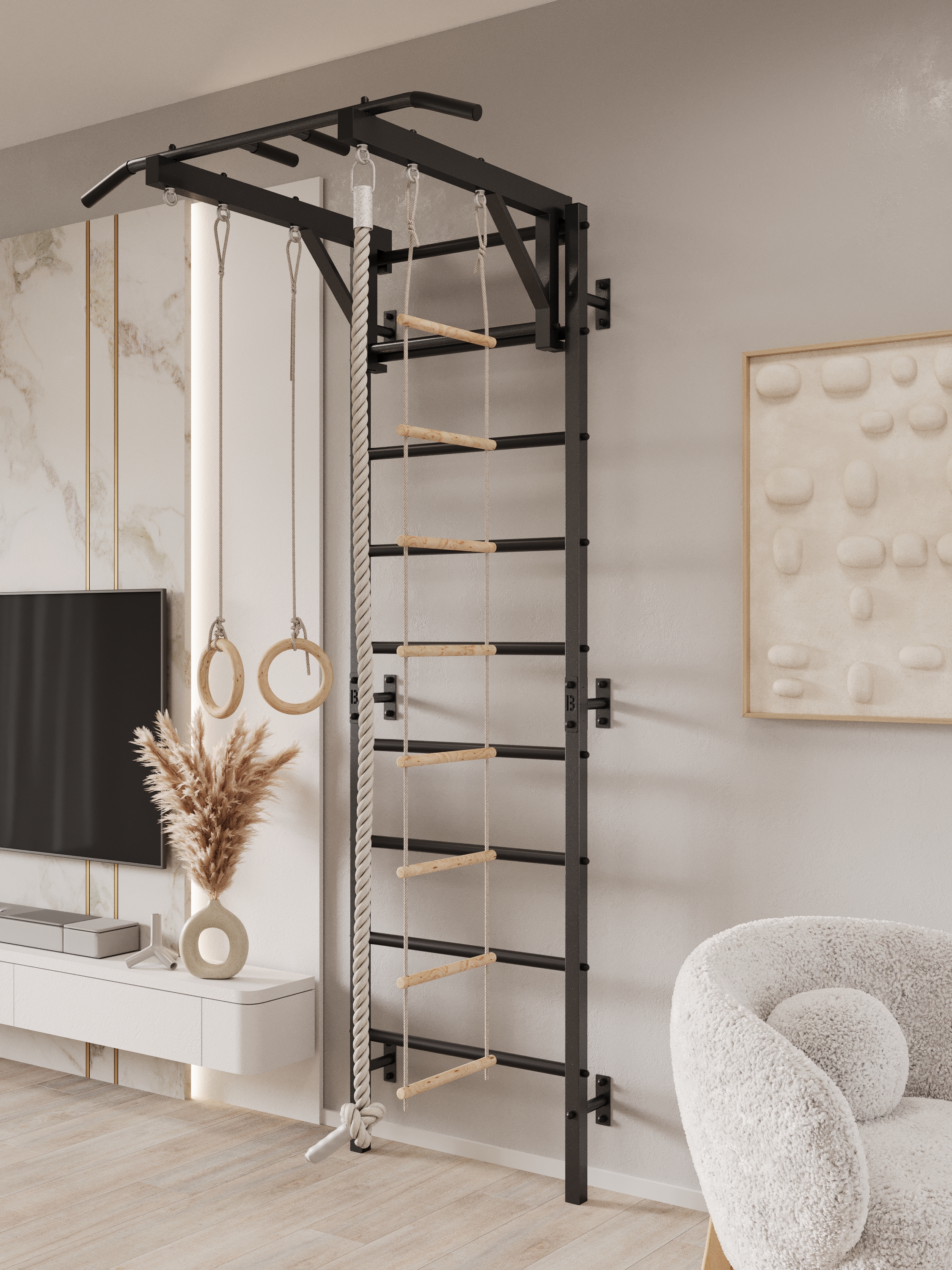 Шведская стенка BORABO PRO с турником и навесным оборудованием - фото 20