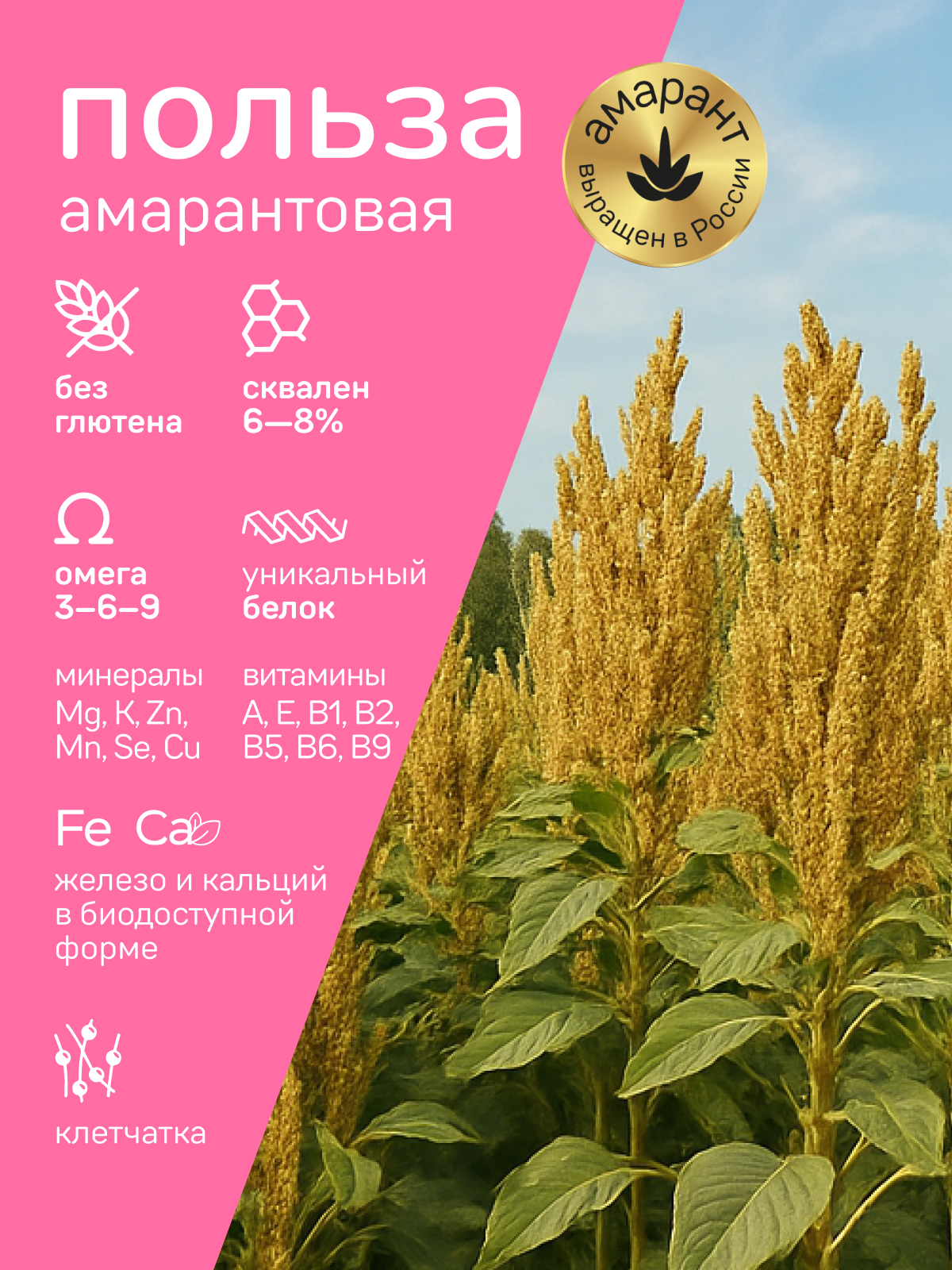 Каша амарантово-овсяная Amarancho малина со сливками - фото 4