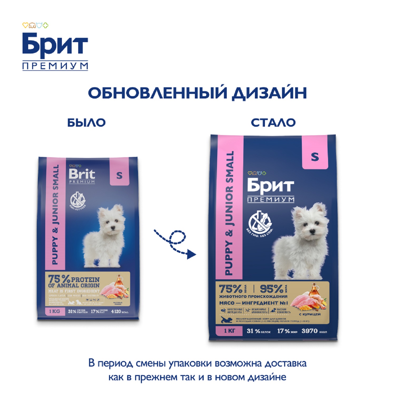 Корм для собак Brit 1кг Premium Dog Puppy and Junior Small с курицей - фото 2